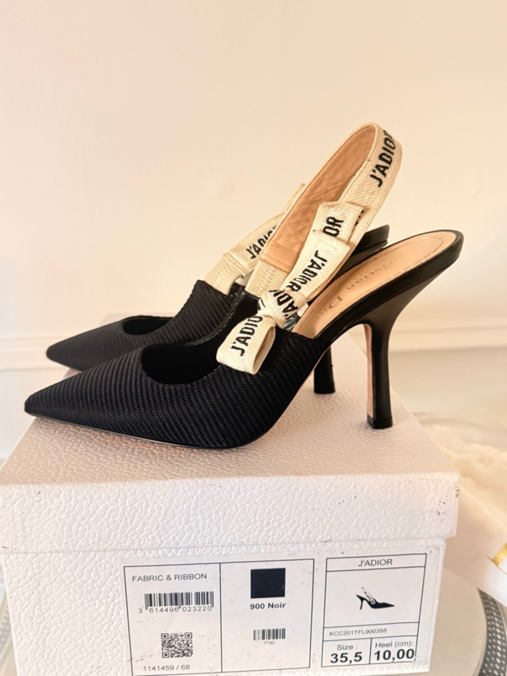 Dior Black Pointed Slingback Pumps with J’Adior Ribbon - Picture 3 of 5